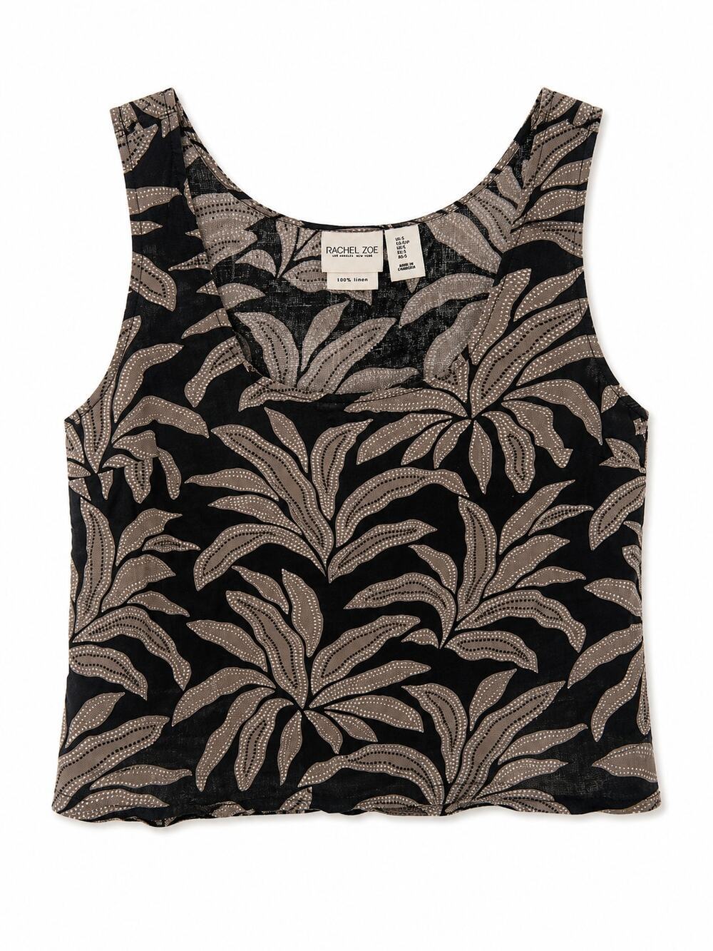 Rachel Zoe 100% Linen Square Neck Hawaiian Tank Top